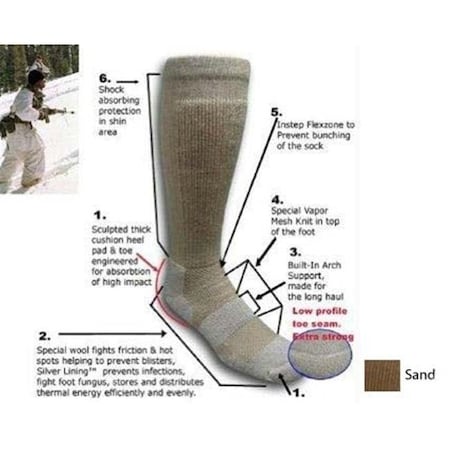 Covert Threads Covert Threads CT-3855-SD 13 - 15 ICE Extreme Cold Territory Military Boot Sock in Sand TGCT-3855-SD